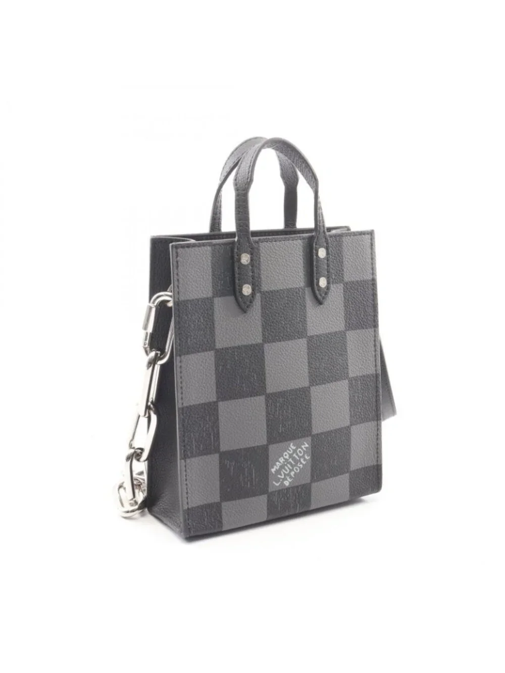 Louis Vuitton Handbag Sac Plat XS Damier Checkerboard Noir 2-Way Leather
